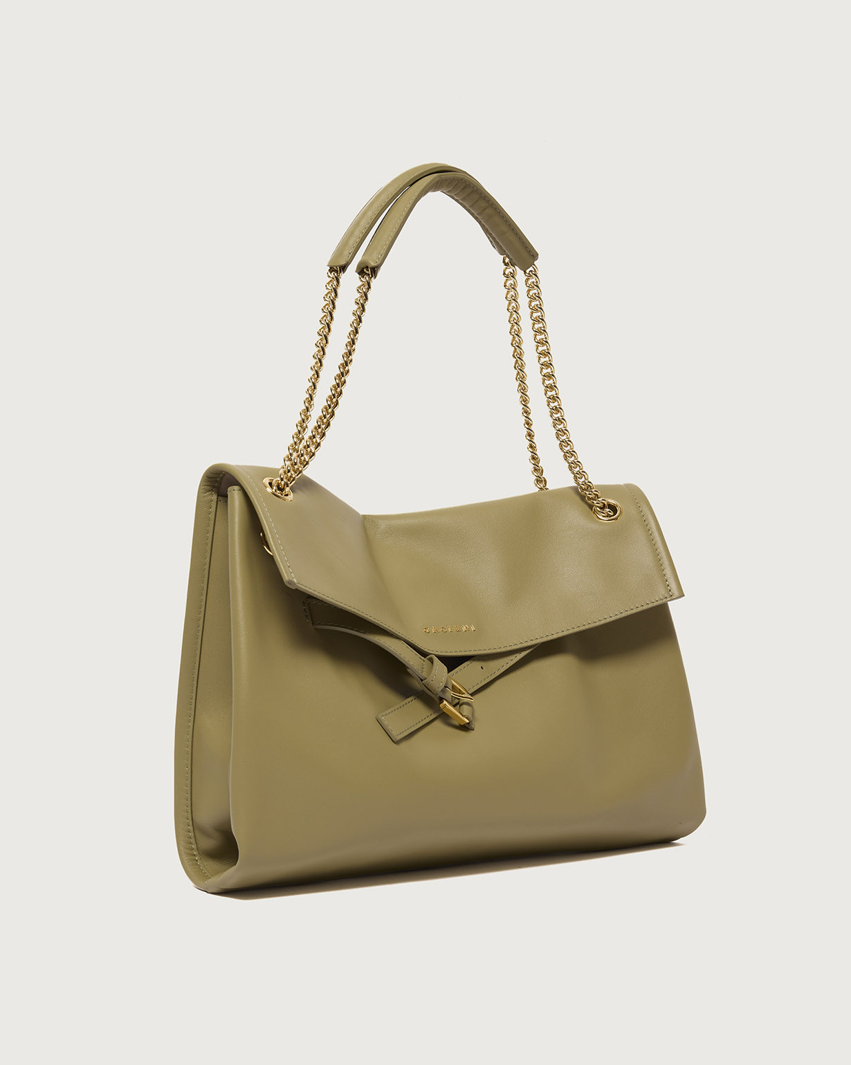 ORCIANI. Venus Nappa Midi leather shoulder bag. color olive