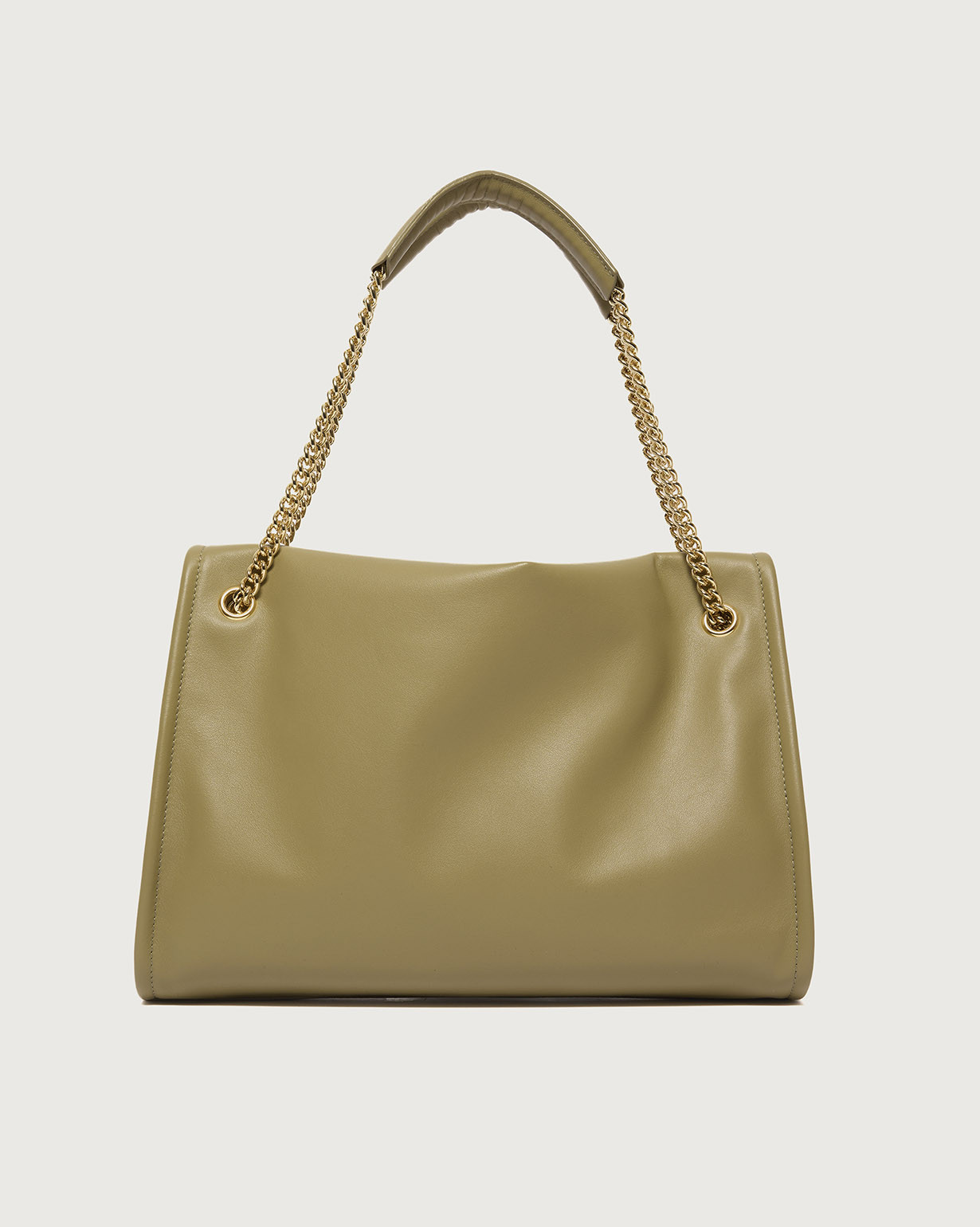 ORCIANI. Venus Nappa Midi leather shoulder bag. color olive