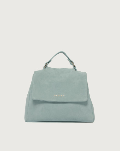 Sveva Peach Small suede leather handbag with strap