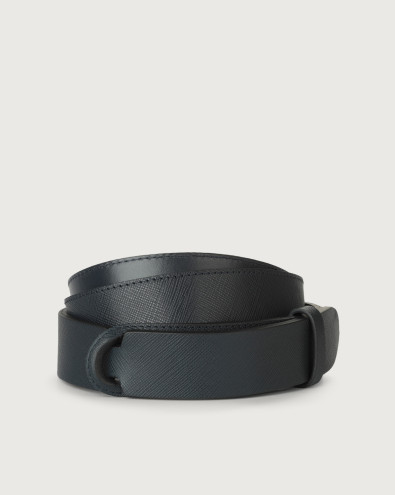Saffiano leather Nobuckle belt