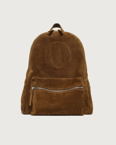 Laio Peach monogram suede leather backpack