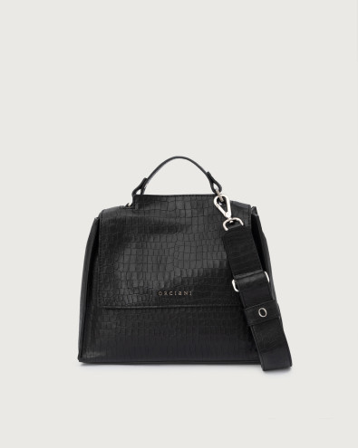 Sveva Cocco Small embossed leather handbag with strap