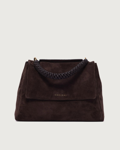 Sveva Peach Midi suede leather shoulder bag with strap
