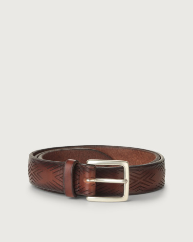 Bull Soft geometric pattern leather belt 3 cm