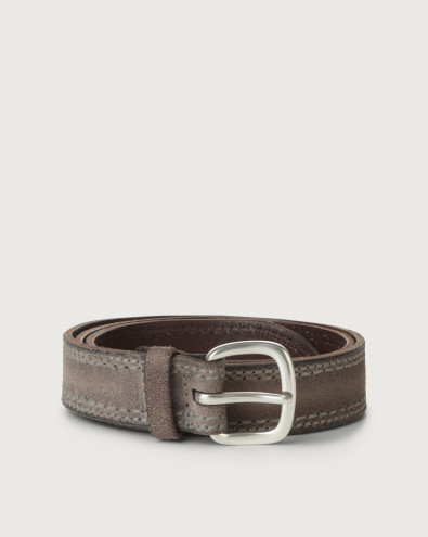 Cloudy double stitching suede belt