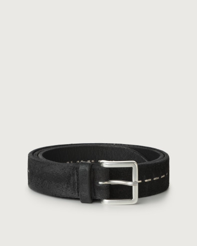 Hunting brushed suede belt with metallic clips