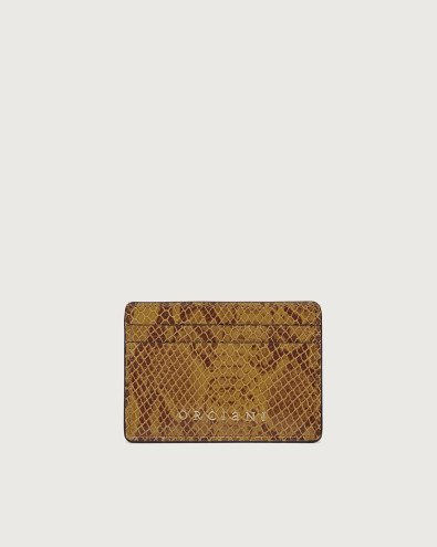 Exotic python effect leather card holder