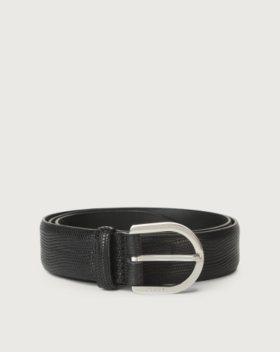 Lizard leather belt