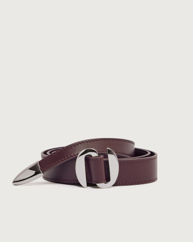 Nappa long tip leather belt 3 cm