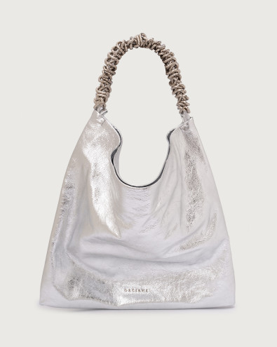 Todo Metal cracked leather shoulder bag with strap