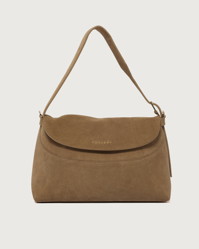 Nana Peach Midi suede leather shoulder bag with strap