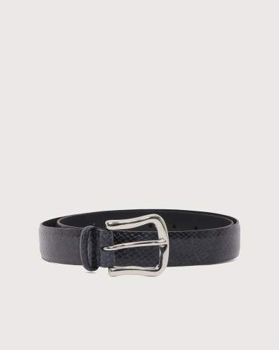Exotic python effect leather belt 3 cm