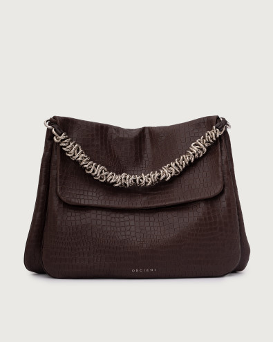 Diana Cocco Large embossed leather shoulder bag with strap
