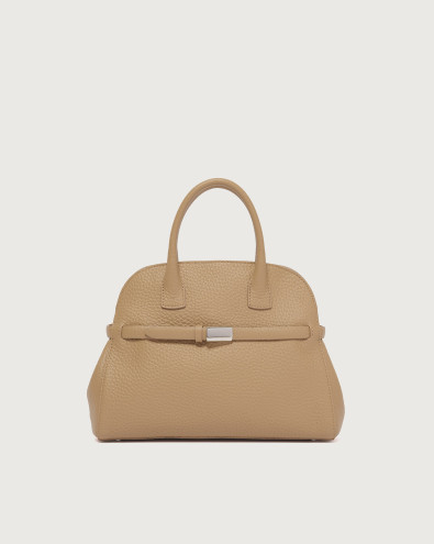 Aura Soft Midi grained leather handbag with strap