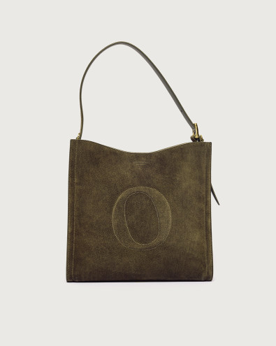 Her-O Peach Midi suede leather shoulder bag with strap