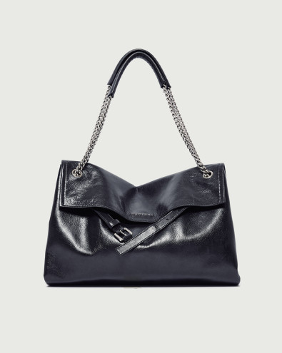 Venus Gotham Midi shiny leather shoulder bag