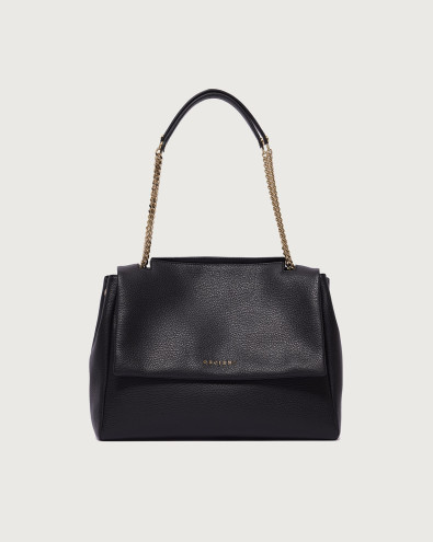Sveva Sense Midi dollar leather shoulder bag