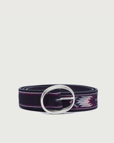 Mendez embroidered suede belt 3,5 cm