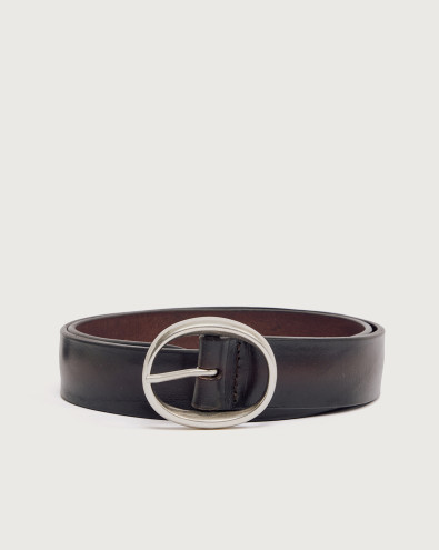 Bull Soft A monogram buckle leather belt 3,5 cm