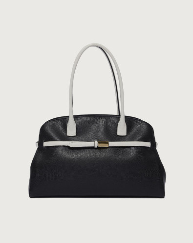 Aura Black & White Large leather shoulder bag