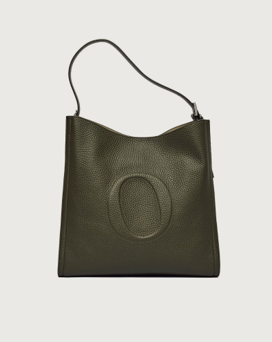 Her-O Soft Large grained leather shoulder bag with strap