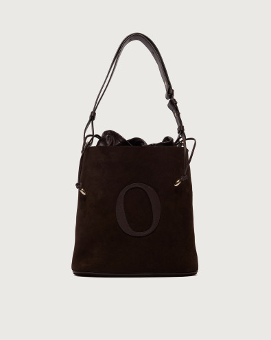 Her-O Peach Oro Midi suede leather bucket bag