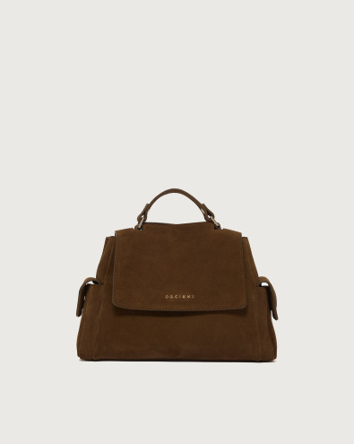 Sveva Peach Cargo Small suede leather handbag with strap