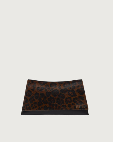 The Room Leo pony hair leather clutch bag