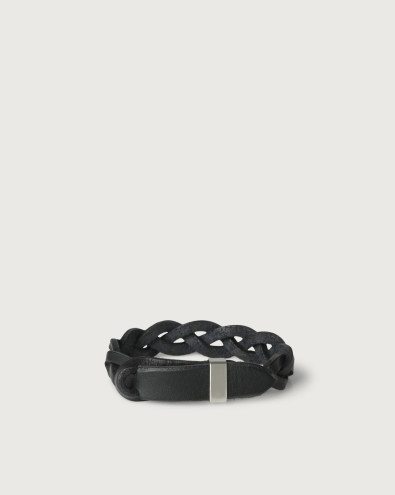 Walk leather Nobuckle bracelet with silver detail