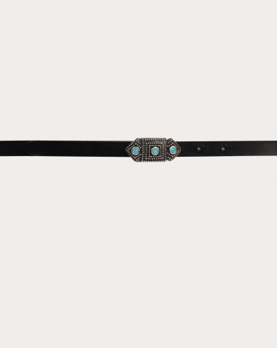 Bull Soft leather belt with turquoises