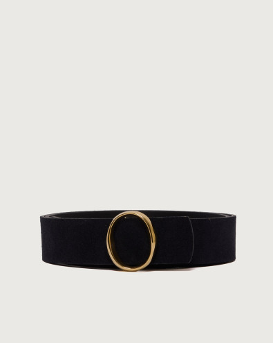 Peach Double Iconic O reversible suede leather belt 3,5 cm