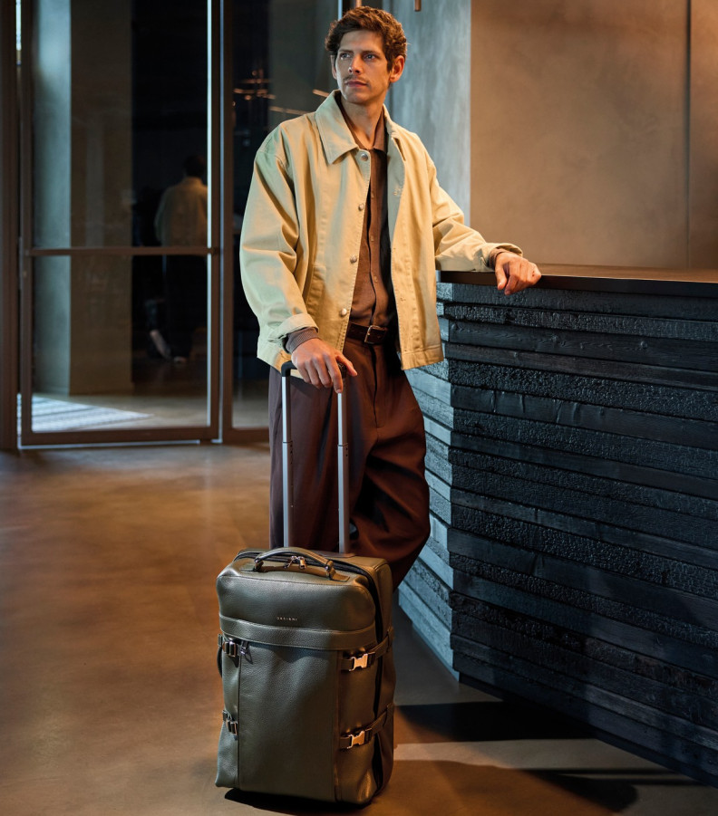 Micron leather two wheels trolley