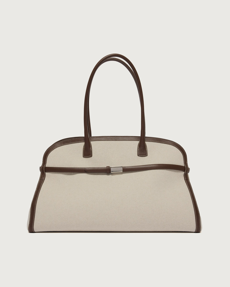 Aura Savana XL canvas and leather shoulder bag with strap