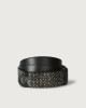 Bull leather Nobuckle belt with micro-studs