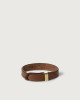 Bull leather Nobuckle bracelet with gold detail