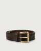 Grit leather belt with roller buckle