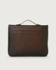 Orciani Micron Deep leather work bag Burnt