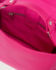 Orciani Sveva Soft Small leather handbag with shoulder strap Grained leather Fuchsia