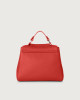 Orciani Sveva Soft Small leather handbag with shoulder strap Grained leather Marlboro red