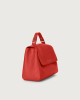 Orciani Sveva Soft Small leather handbag with shoulder strap Grained leather Marlboro red