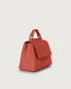Orciani Sveva Soft small leather handbag with strap Grained leather, Leather Brick