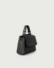Orciani Sveva Soft Mini leather handbag with shoulder strap Grained leather Black