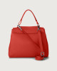 Orciani Sveva Soft Medium leather shoulder bag with shoulder strap Grained leather Marlboro red