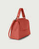 Orciani Sveva Soft Medium leather shoulder bag with shoulder strap Grained leather Brick