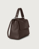 Orciani Sveva Soft medium leather shoulder bag with strap Grained leather, Leather Chocolate