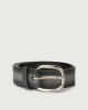 Orciani Micron Deep leather belt with metal eyelets Leather Grey
