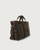 Orciani Micron Deep leather large weekender bag with strap Leather Brown