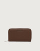 Orciani Zip around Soft large leather wallet Grained leather Cognac