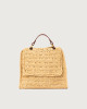Orciani Sveva Ponza Small hand-crocheted raffia handbag Raffia and leather Cognac