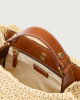 Orciani Sveva Ponza Small hand-crocheted raffia handbag Raffia and leather Cognac